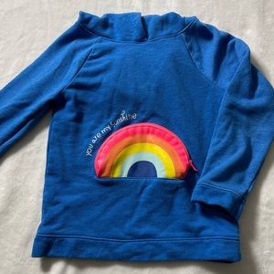 Cat & Jack • rainbow pocket, blue pullover hoodie | Size 5T